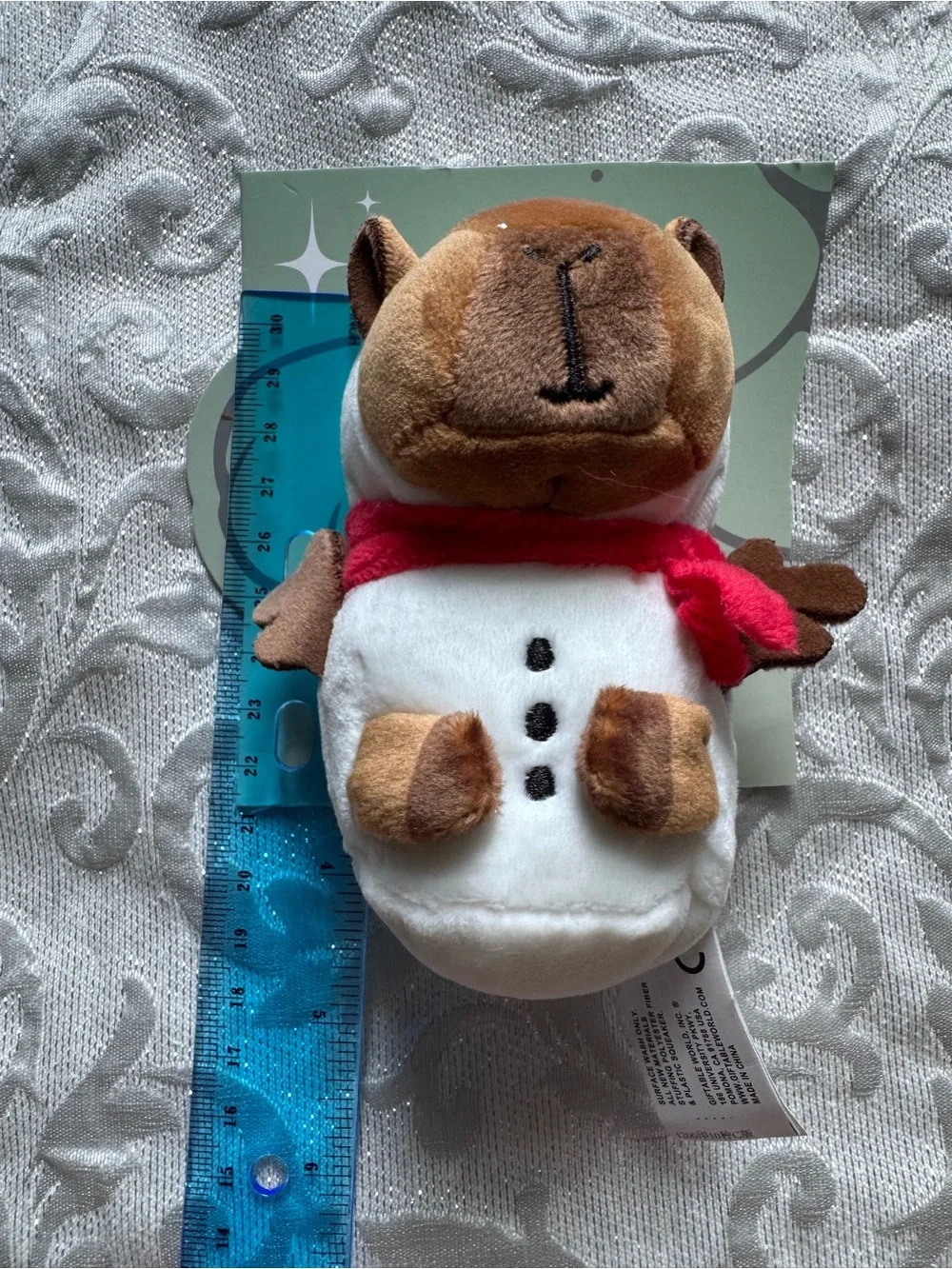 Plush Dog Snowman Toy with Pink Scarf
